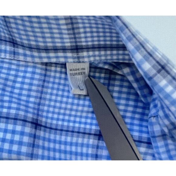 Ermenegildo Zegna Shirt Mens Long Sleeve Button Up Blue Tan Windowpane Size L - Picture 5 of 9